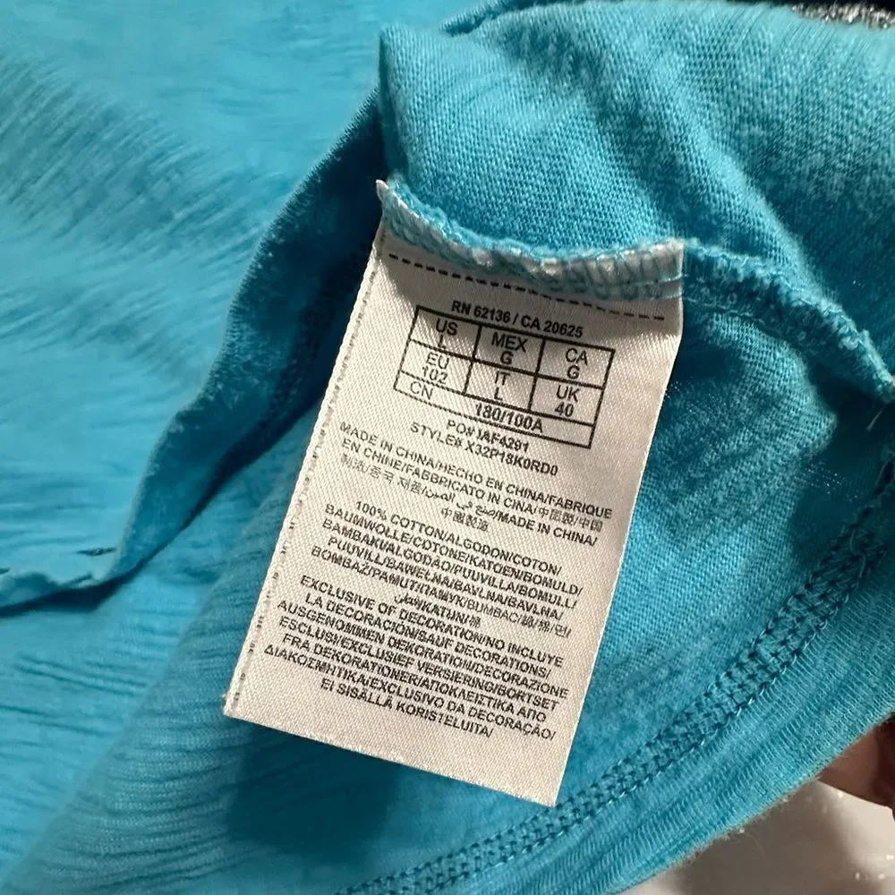 Guess Turquoise burn out Short Sleeve Henley T-shirt Size Large - Picture 12 of 12